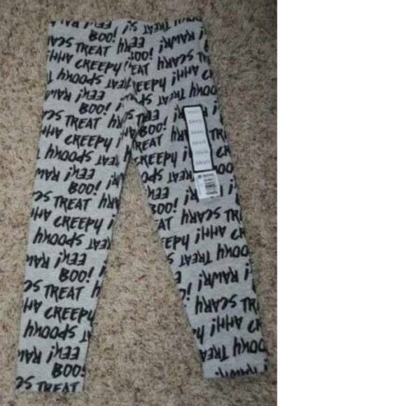Halloween Leggings 4/5 Creepy Scary Ahh Gray Black Elastic Waist Pants Girls - Picture 1 of 3